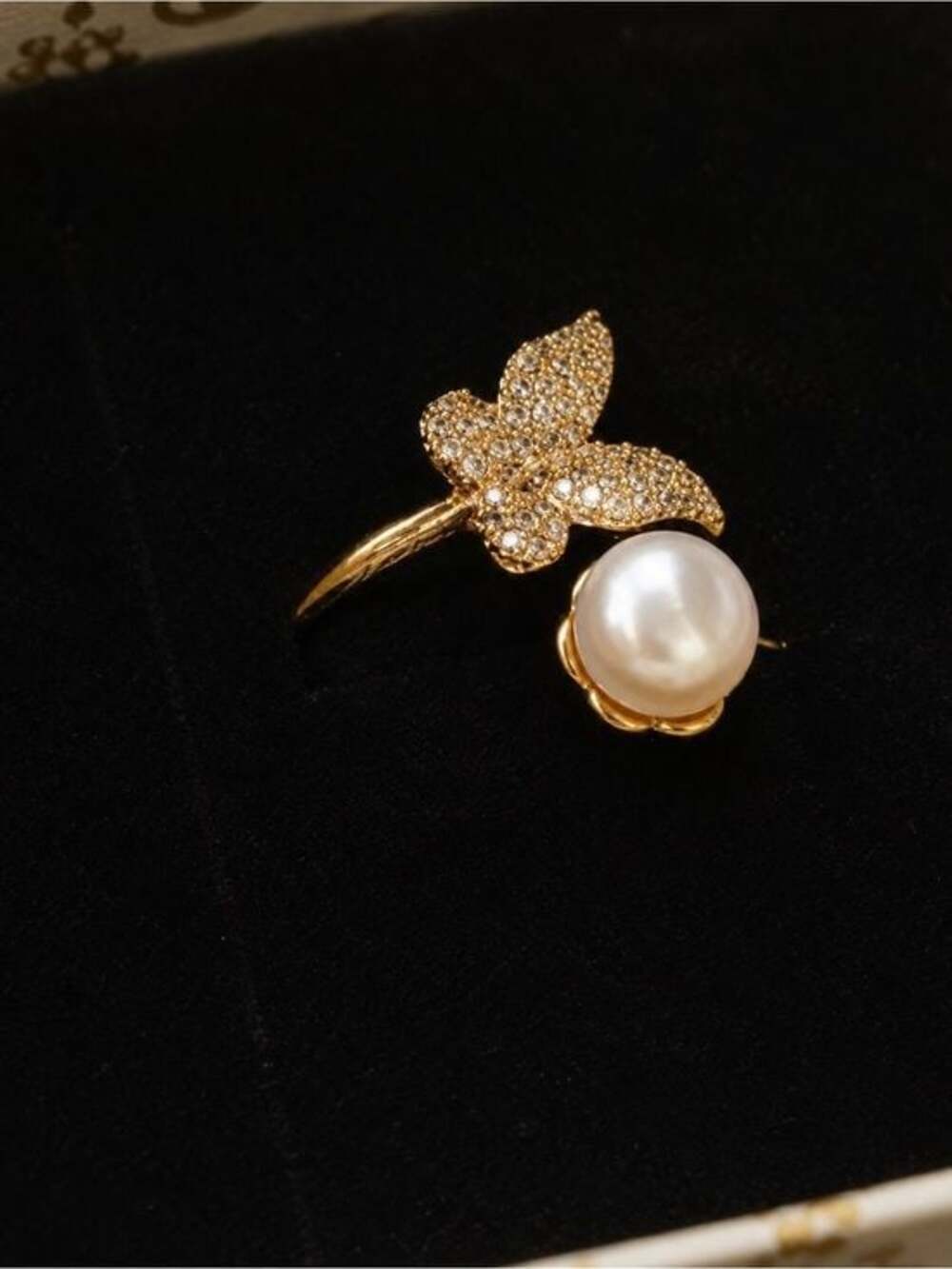 Gold Plated Butterfly Pearl Ring | CZ Adjustable Statement Ring | Pick 2